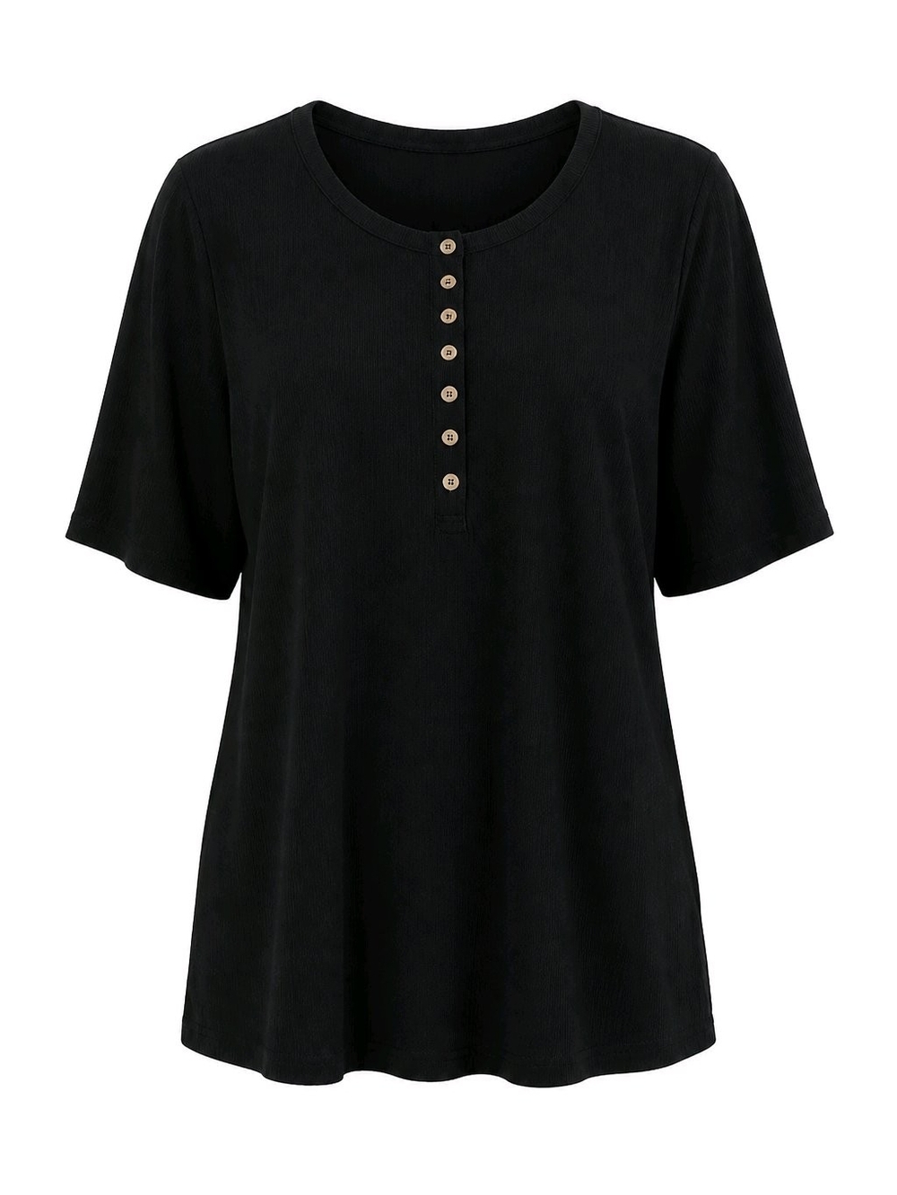 torrid Black Short Sleeve Henley with Button Placket